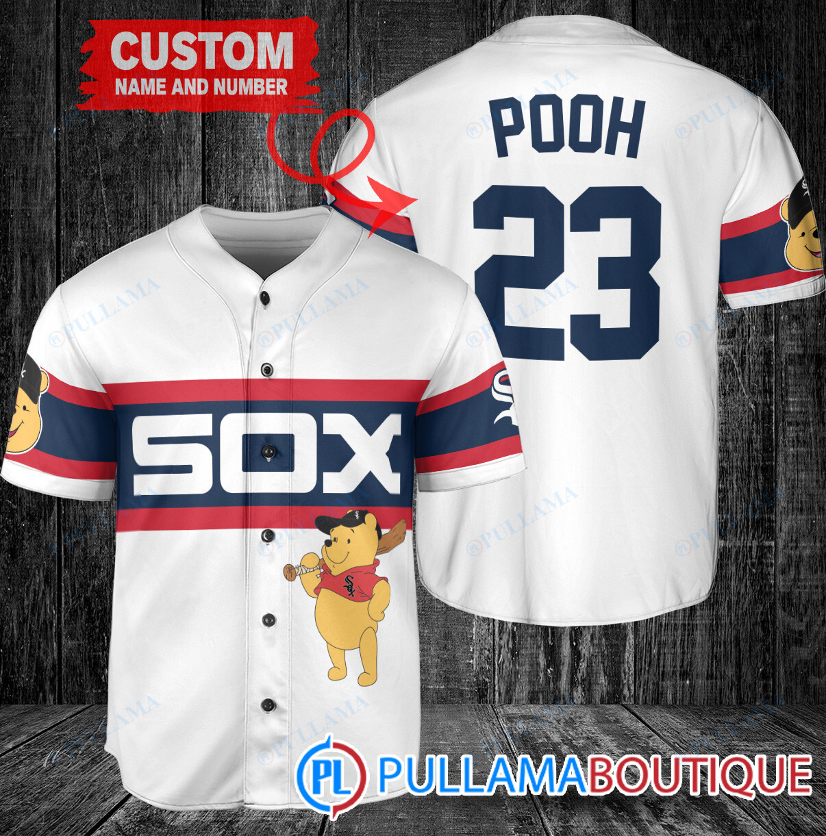 Personalized Tampa Bay Rays Winnie the Pooh Baseball Jersey White Alternate Replica