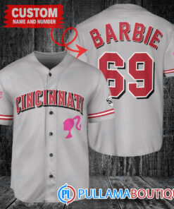 Personalized Cincinnati Reds Barbie Baseball Jersey Gray