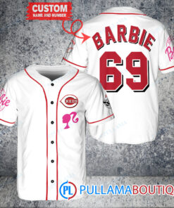 Personalized Cincinnati Reds Barbie Baseball Jersey White