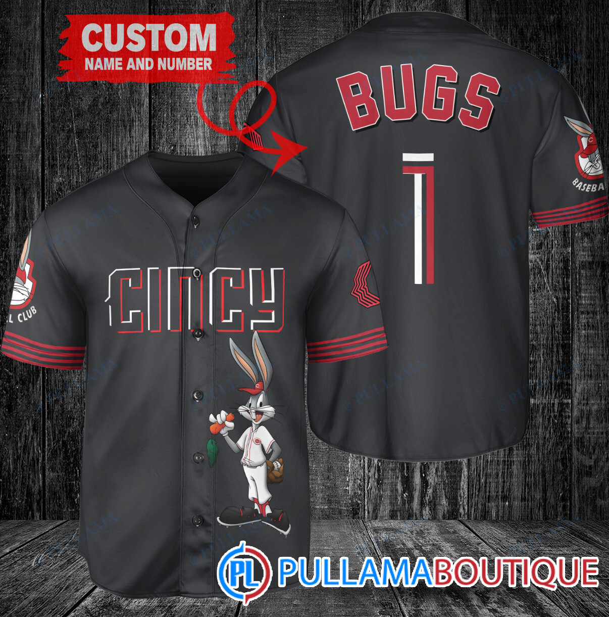 Personalized New York Mets Bugs Bunny Baseball Jersey Black