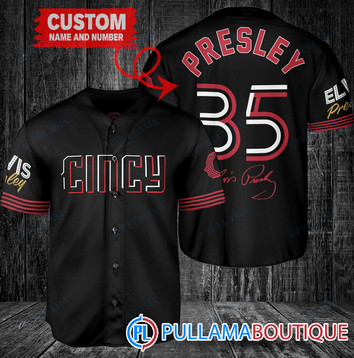 Personalized Miami Marlins Elvis Presley Baseball Jersey Red