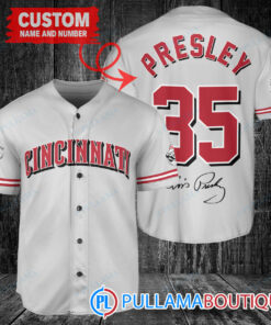 Personalized Cincinnati Reds Elvis Presley Baseball Jersey Gray