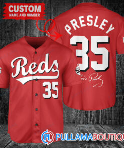 Personalized Cincinnati Reds Elvis Presley Baseball Jersey Red