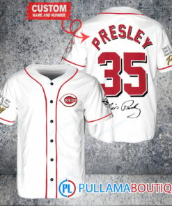 Personalized Cincinnati Reds Elvis Presley Baseball Jersey White