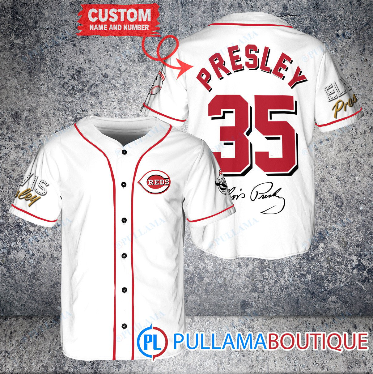 Personalized Detroit Tigers Elvis Presley Baseball Jersey Gray