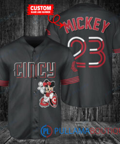 Personalized Cincinnati Reds Mickey Baseball Jersey Black 2023 City Connect