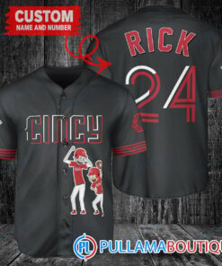 Personalized Cincinnati Reds Rick and Morty Baseball Jersey Black 2023 City Connect