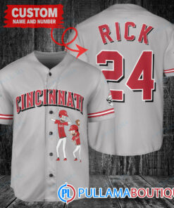 Personalized Cincinnati Reds Rick and Morty Baseball Jersey Gray