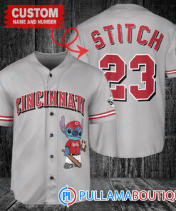 Personalized Cincinnati Reds Stitch Baseball Jersey Gray