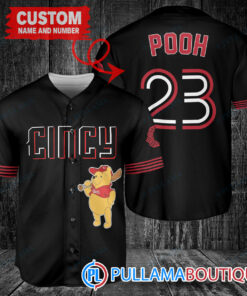 Personalized Cincinnati Reds Winnie the Pooh Baseball Jersey Black 2023 City Connect