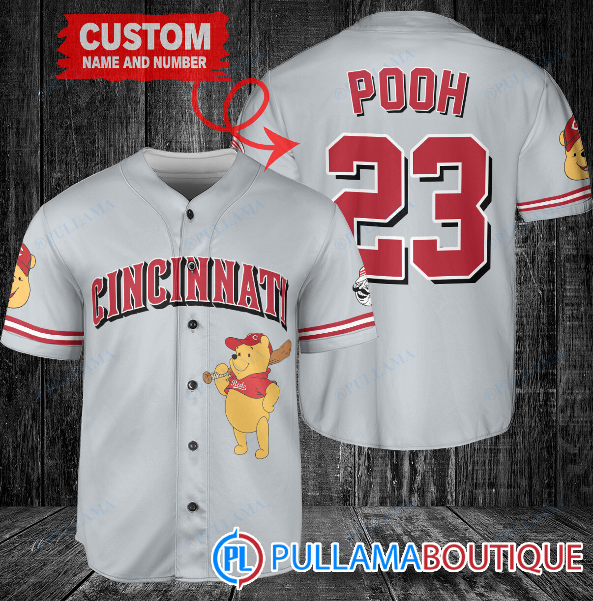 Personalized Arizona Diamondbacks Winnie the Pooh Baseball Jersey Cream-Purple