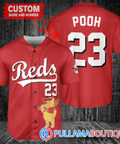 Personalized Cincinnati Reds Winnie the Pooh Baseball Jersey Red