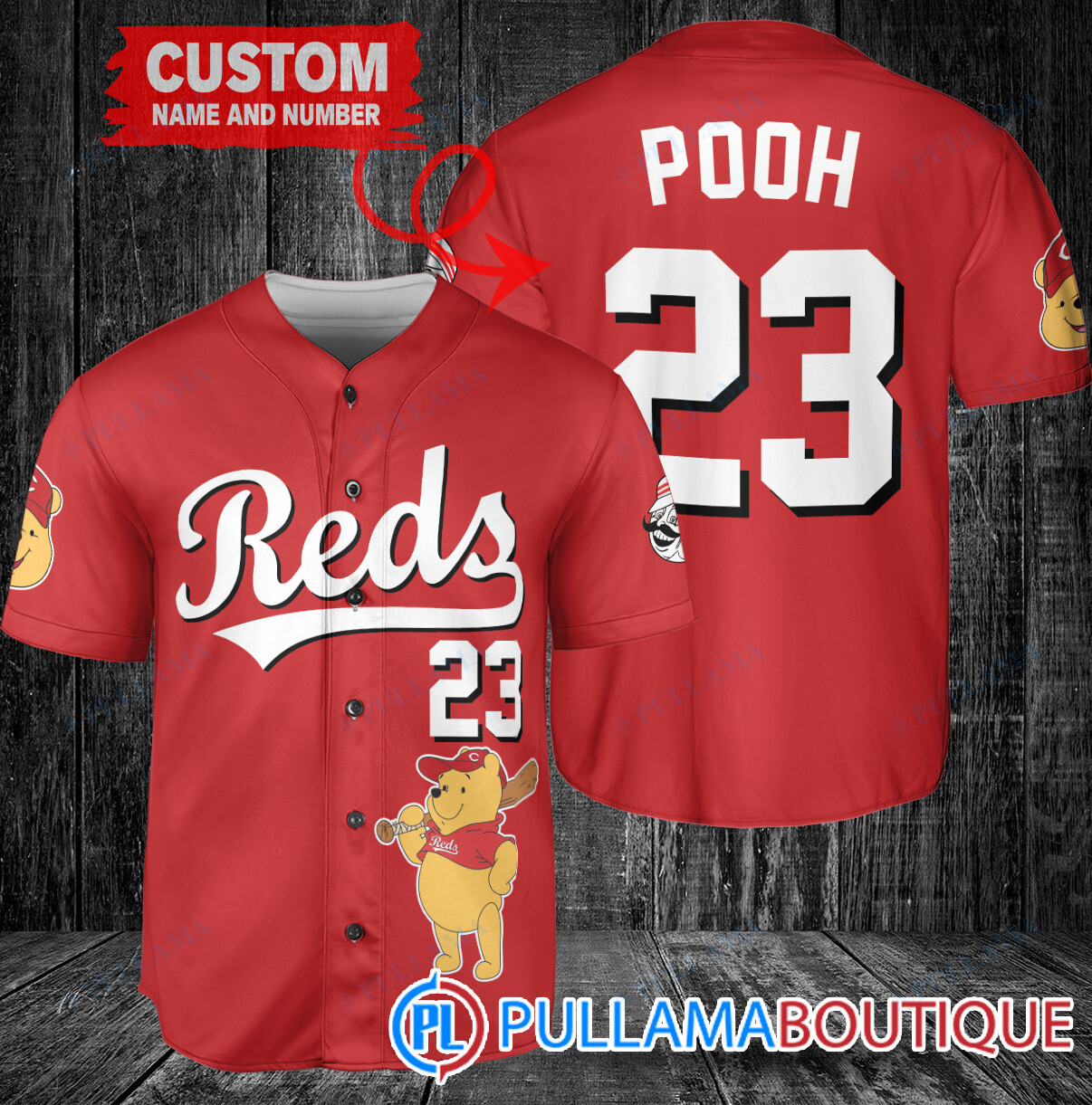 Personalized Atlanta Braves Winnie the Pooh Baseball Jersey Gray