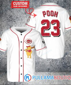 Personalized Cincinnati Reds Winnie the Pooh Baseball Jersey White