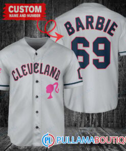 Personalized Cleveland Guardians Barbie Baseball Jersey Gray