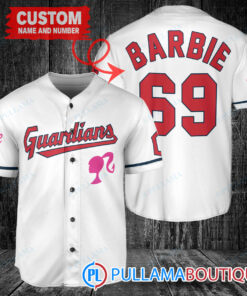 Personalized Cleveland Guardians Barbie Baseball Jersey White