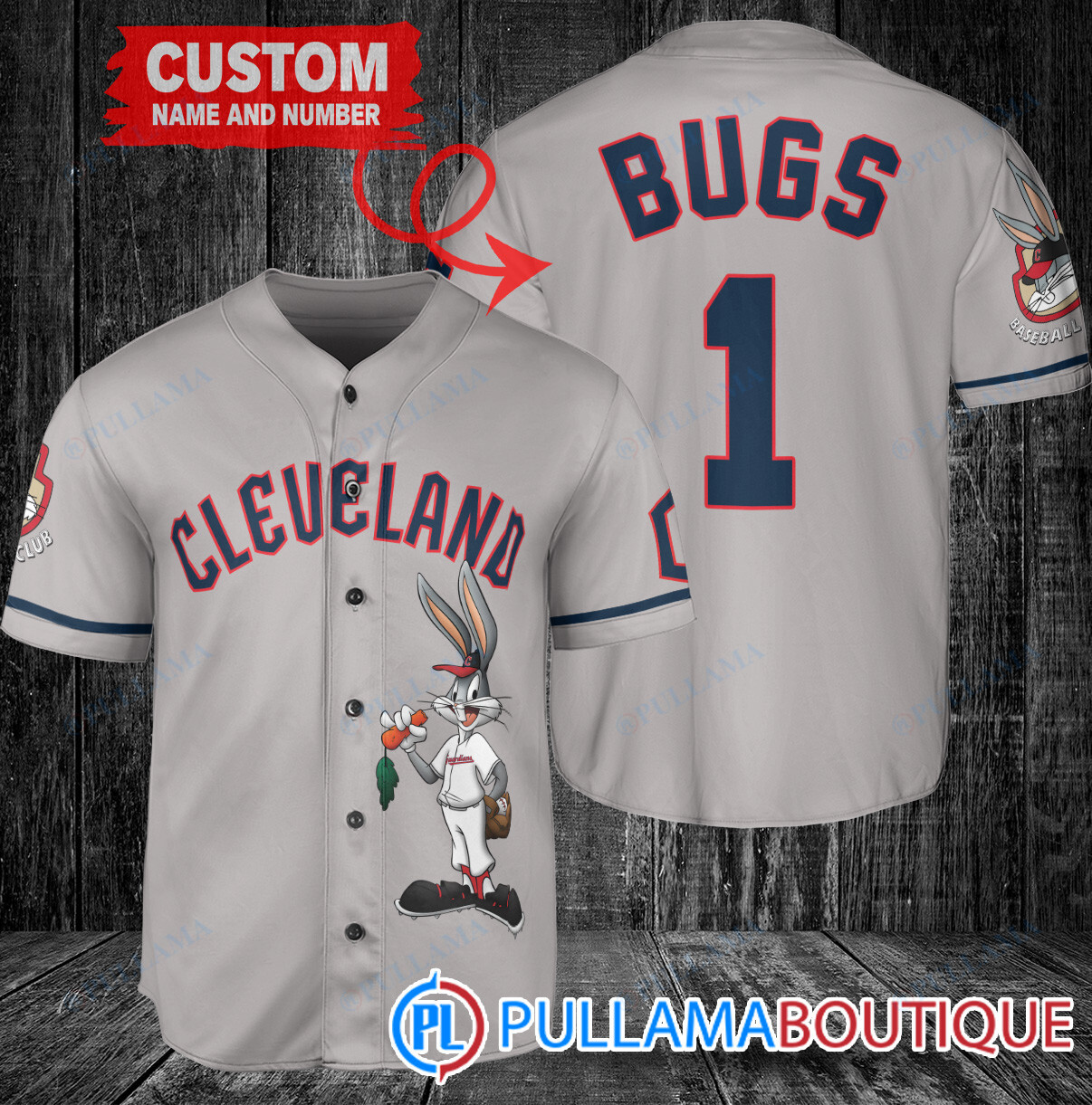 Personalized San Francisco Giants Bugs Bunny Baseball Jersey Gray