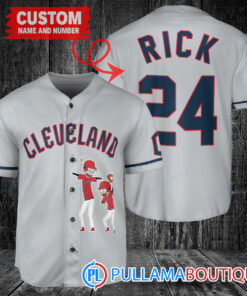 Personalized Cleveland Guardians Rick and Morty Baseball Jersey Gray