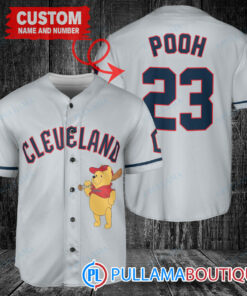 Personalized Cleveland Guardians Winnie the Pooh Baseball Jersey Gray