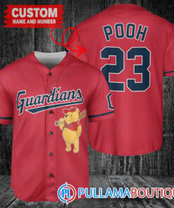 Personalized Cleveland Guardians Winnie the Pooh Baseball Jersey Red