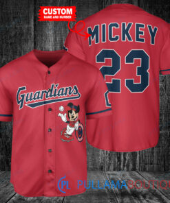 Personalized Cleveland Guardians x Mickey Mouse Baseball Jersey