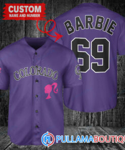 Personalized Colorado Rockies Barbie Baseball Jersey Purple