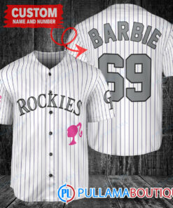 Personalized Colorado Rockies Barbie Baseball Jersey White