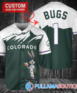 Personalized Colorado Rockies Bugs Bunny Baseball Jersey Green