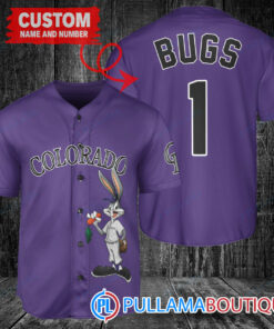 Personalized Colorado Rockies Bugs Bunny Baseball Jersey Purple