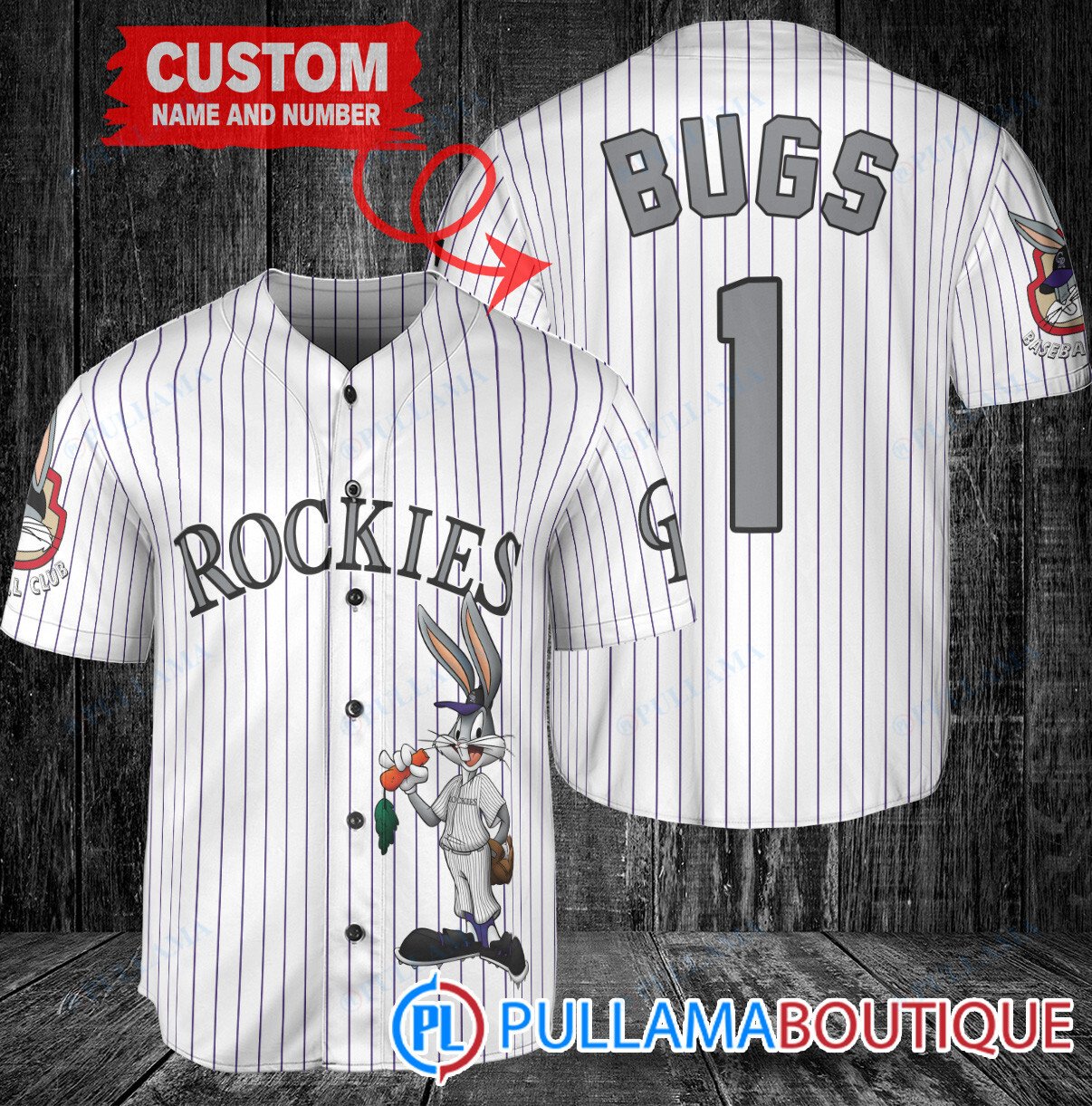 Personalized Pittsburgh Pirates Bugs Bunny Baseball Jersey Gray