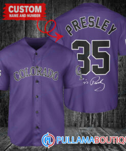 Personalized Colorado Rockies Elvis Presley Baseball Jersey Purple