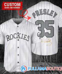 Personalized Colorado Rockies Elvis Presley Baseball Jersey White