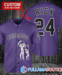 Personalized Colorado Rockies Rick and Morty Baseball Jersey Purple