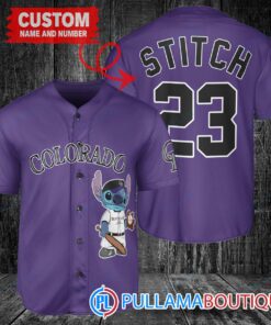 Personalized Colorado Rockies Stitch Baseball Jersey Purple