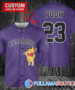 Personalized Colorado Rockies Winnie the Pooh Baseball Jersey Purple