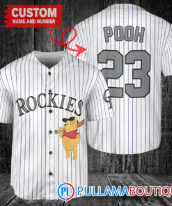 Personalized Colorado Rockies Winnie the Pooh Baseball Jersey White