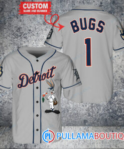 Personalized Detroit Tigers Bugs Bunny Baseball Jersey Gray