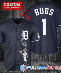 Personalized Detroit Tigers Bugs Bunny Baseball Jersey Navy