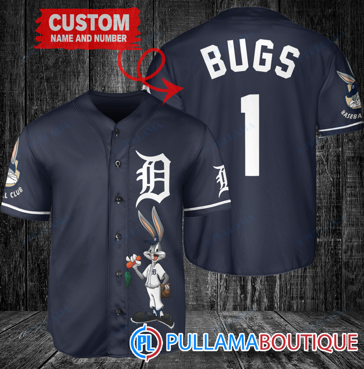 Personalized Atlanta Braves Bugs Bunny Baseball Jersey Navy