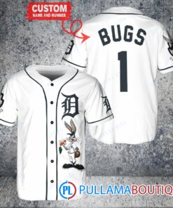 Personalized Detroit Tigers Bugs Bunny Baseball Jersey White