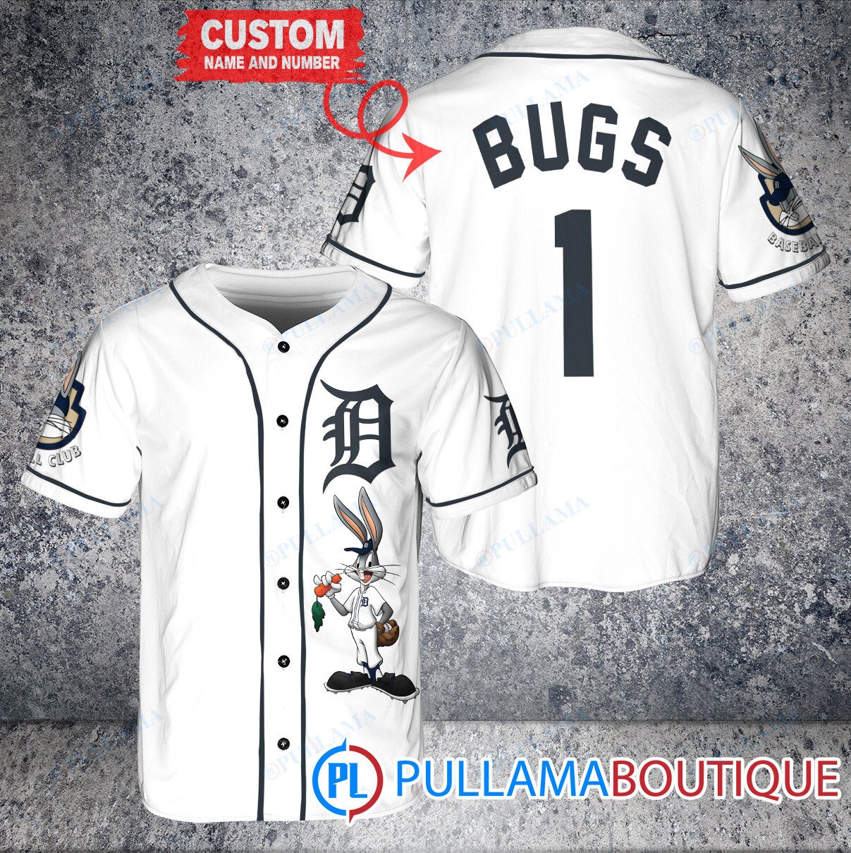 Personalized Atlanta Braves Bugs Bunny Baseball Jersey Gray