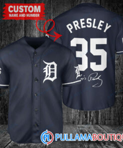 Personalized Detroit Tigers Elvis Presley Baseball Jersey Navy