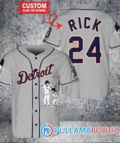 Personalized Detroit Tigers Rick and Morty Baseball Jersey Gray