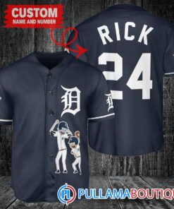 Personalized Detroit Tigers Rick and Morty Baseball Jersey Navy