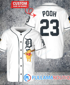 Personalized Detroit Tigers Winnie the Pooh Baseball Jersey White