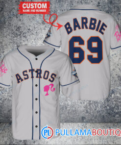 Personalized Houston Astros Barbie Baseball Jersey Gray