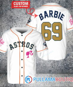 Personalized Houston Astros Barbie Baseball Jersey White