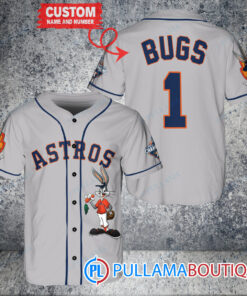 Personalized Houston Astros Bugs Bunny Baseball Jersey Gray