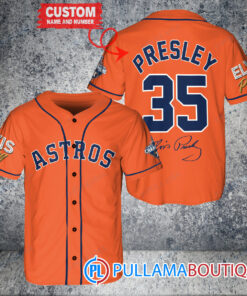 Personalized Houston Astros Elvis Presley Baseball Jersey Orange