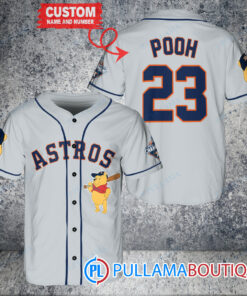 Personalized Houston Astros Winnie the Pooh Baseball Jersey Gray